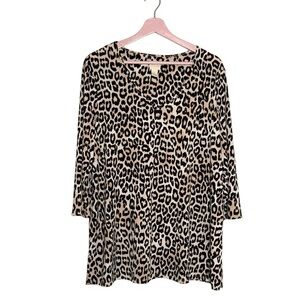 Chico’s leopard‎ top long sleeve 2 scoop neck animal print shirt